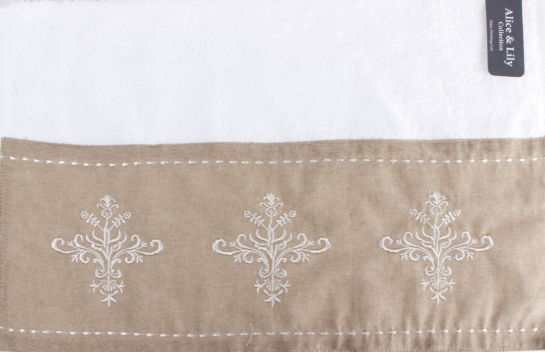 Embroidered looped terry cotton hand towel 'Florence linen' Code: HT-FLO/LIN image 0